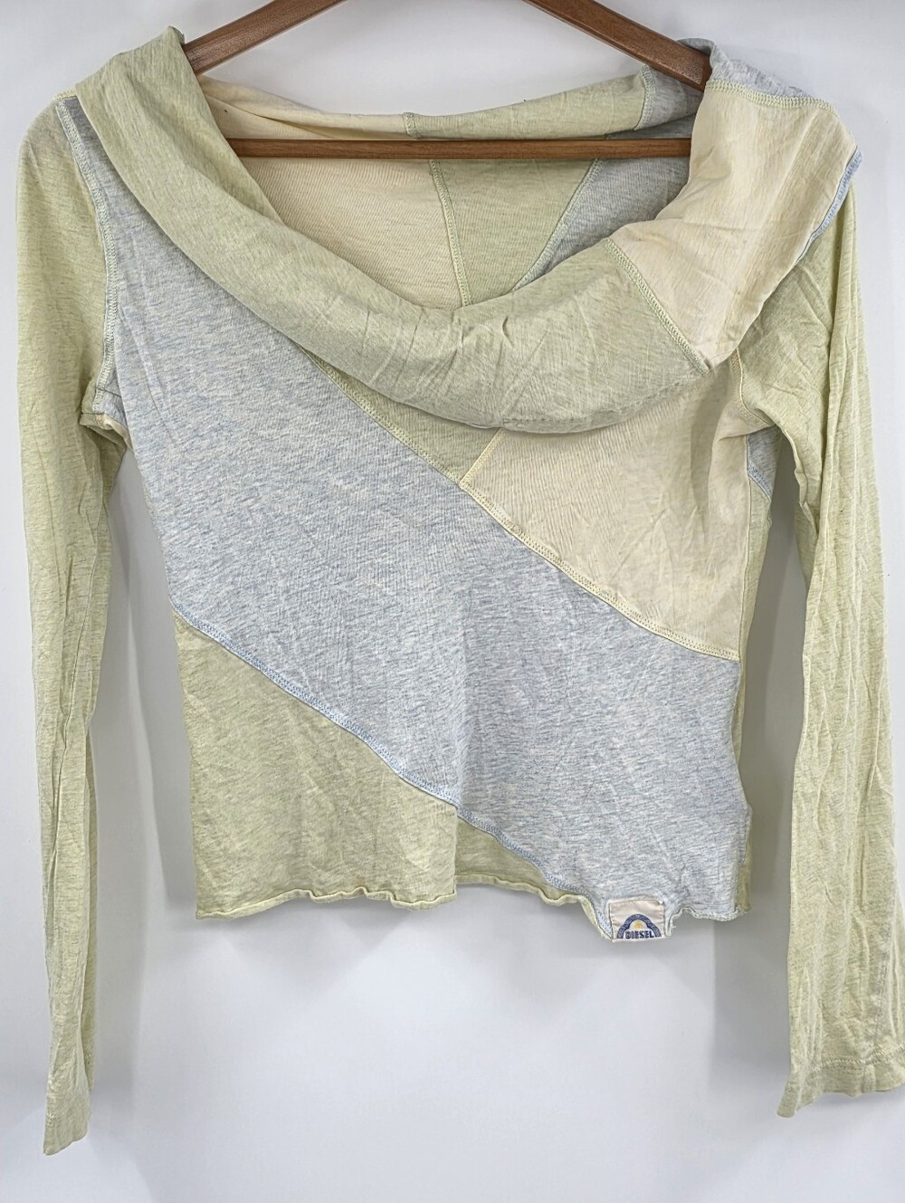 Vintage Diesel y2K Cowl Neck Patchwork Long Sleeve Top Women's Large L
